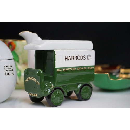 103 - Carlton Ware - Assorted ceramics to include; Harrods ceramic bag and truck, hippo preserve jar, Vert... 