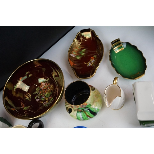 103 - Carlton Ware - Assorted ceramics to include; Harrods ceramic bag and truck, hippo preserve jar, Vert... 