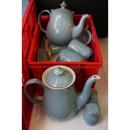 112 - Collection of Denby colonial blue dinner / tea ware. The lot to include coffee pot, tea pot, two jug... 