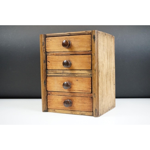 138 - 19th century Small Pine Chest of Four Drawers, 28cm high x 22cm wide