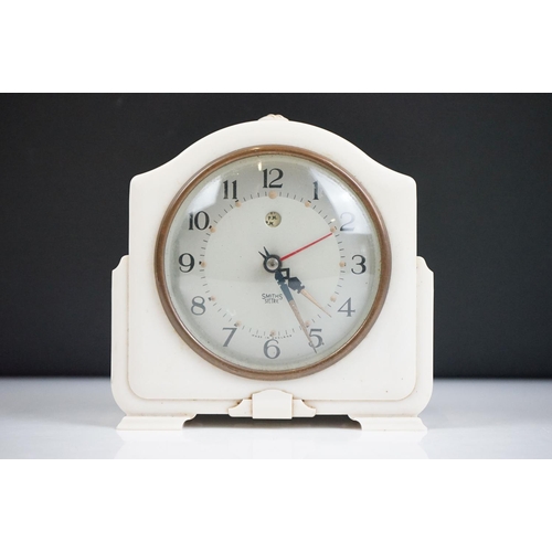 150 - Art Deco White Bakelite Cased ‘ Smiths Sectric ‘ Mantle Clock, 13cm high