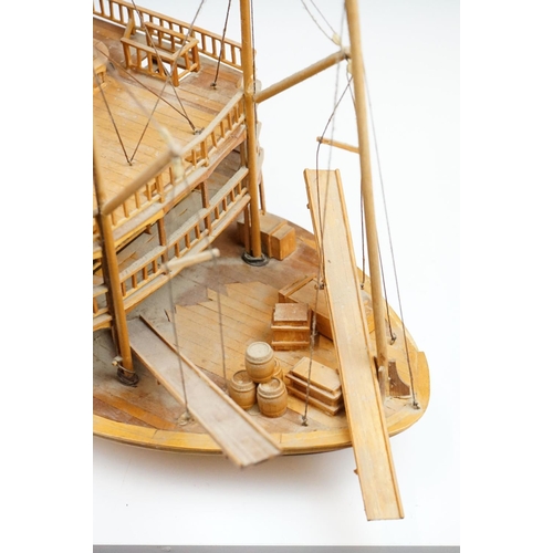 155 - A kit built wooden model of the Showboat paddle steamer, measures approx 80cm in length.