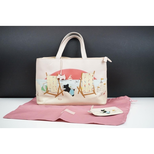 387 - Radley Leather Handbag in the signature ‘ Fun in the sun ‘’ design with dog tag and dust bag togethe... 
