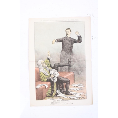 440 - Tom Merry 1853-1902 set of 5 original Victorian lithograph coloured satirical cartoons