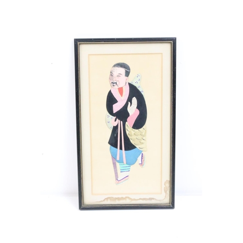 443 - Set of five early 20th Century Chinese fabric collages each featuring a different figure, some adorn... 