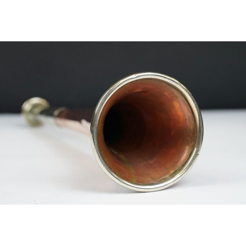 177 - Late 19th / Early 20th century Copper and Nickel Hunting Horn, 25.5cm long