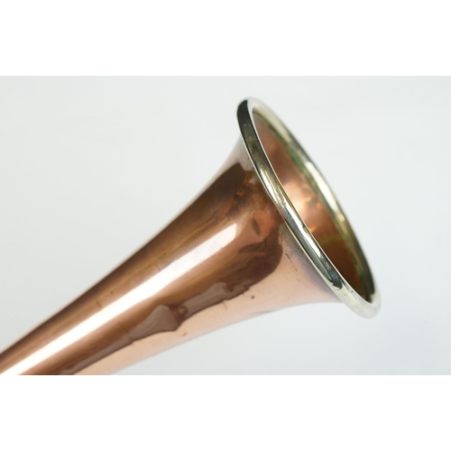 177 - Late 19th / Early 20th century Copper and Nickel Hunting Horn, 25.5cm long