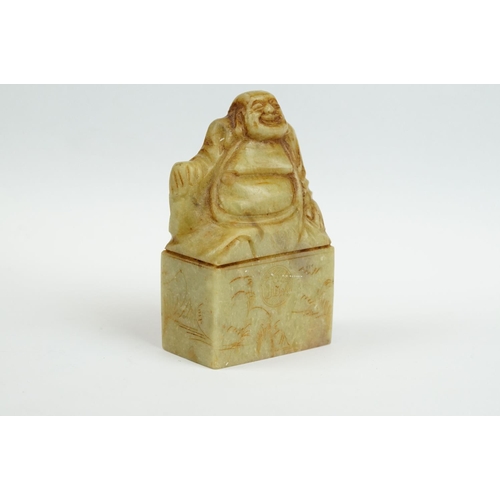 179 - Chinese Carved Stone Seal in the form of a Buddha, 8cm high