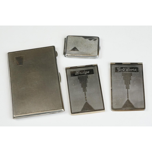 184 - Art Deco Chrome Matching Pair of Score Book Covers, one marked ‘ Bridge ‘ and the other ‘ Golf ‘ tog... 