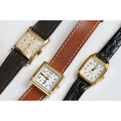 188 - A small collection of ladies and gents wristwatches to include a 9ct gold cased example.