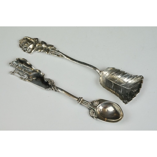 204 - Georgian caddy spoon, pair of Georgian salt shovels and other condiment spoons