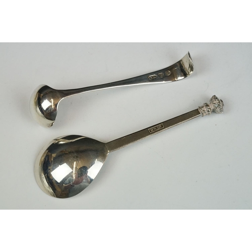 204 - Georgian caddy spoon, pair of Georgian salt shovels and other condiment spoons