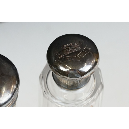 206 - A collection of six glass vanity jars with hallmarked silver tops together with a quantity of mixed ... 