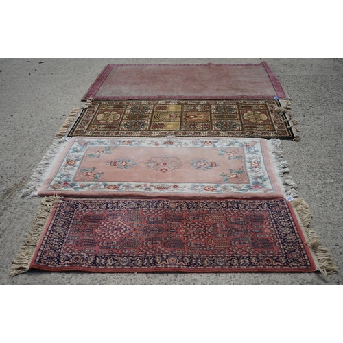 593 - Dutch Burgundy Ground Wool Rug, 140cm x 200cm, Chinese Pink Ground Rug, 150cm x 90cm, Pink Ground Ru... 