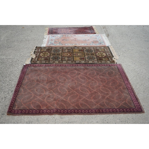 593 - Dutch Burgundy Ground Wool Rug, 140cm x 200cm, Chinese Pink Ground Rug, 150cm x 90cm, Pink Ground Ru... 