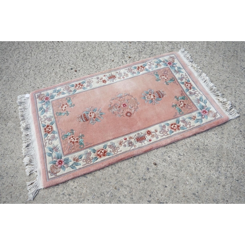 593 - Dutch Burgundy Ground Wool Rug, 140cm x 200cm, Chinese Pink Ground Rug, 150cm x 90cm, Pink Ground Ru... 