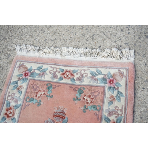 593 - Dutch Burgundy Ground Wool Rug, 140cm x 200cm, Chinese Pink Ground Rug, 150cm x 90cm, Pink Ground Ru... 