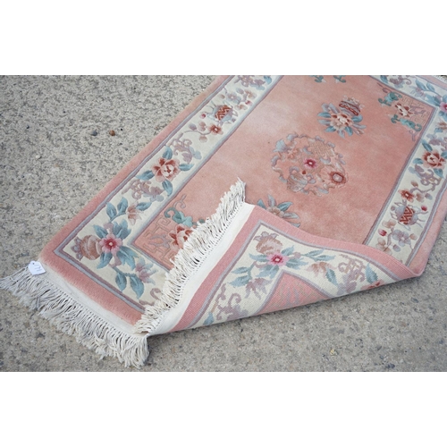 593 - Dutch Burgundy Ground Wool Rug, 140cm x 200cm, Chinese Pink Ground Rug, 150cm x 90cm, Pink Ground Ru... 