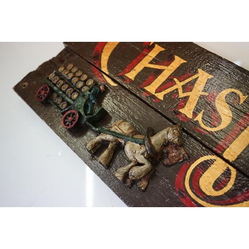 115 - A Chas Bate & Son hand painted wooden brewery sign, measures approx 183cm in length.