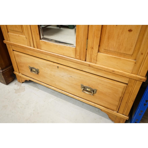 587 - Victorian Satin Walnut Wardrobe, the single mirrored door opening to a hanging space with rails and ... 