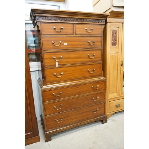 589 - George III style Mahogany Chest on Chest, the upper section with two short over three long drawers a... 