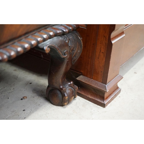 594 - George III style Mahogany Bureau Bookcase, the upper section with two astragel glazed doors, over a ... 