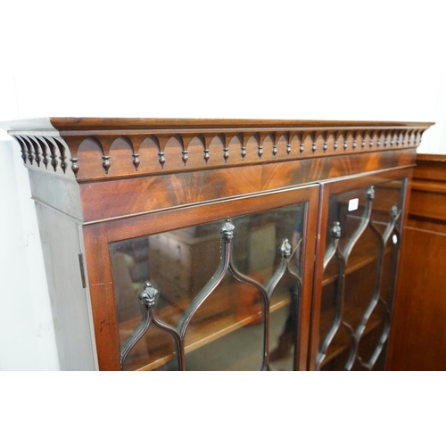 594 - George III style Mahogany Bureau Bookcase, the upper section with two astragel glazed doors, over a ... 