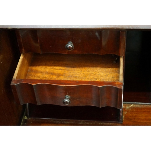 594 - George III style Mahogany Bureau Bookcase, the upper section with two astragel glazed doors, over a ... 