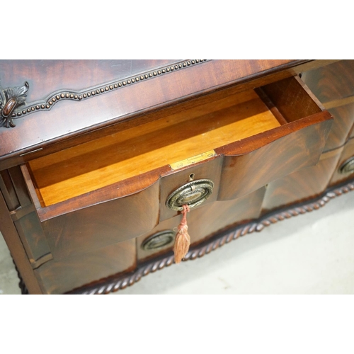 594 - George III style Mahogany Bureau Bookcase, the upper section with two astragel glazed doors, over a ... 