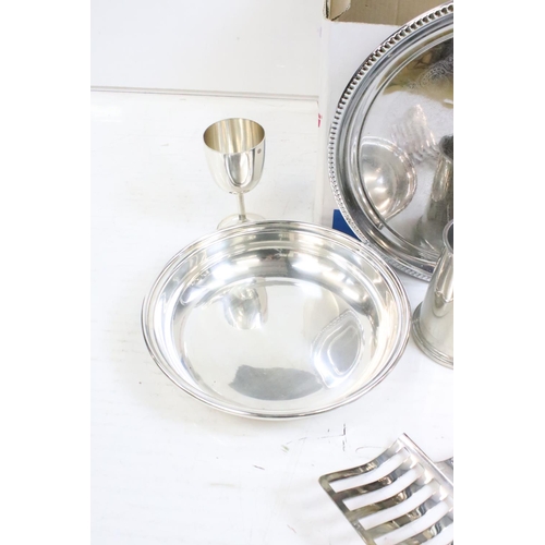 430 - A collection of mixed silver plate to include trays, goblets, tankards, sugars shaker, cutlery....et... 