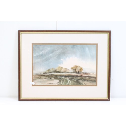 449 - Hugh Cannings (20th century) Landscape Watercolour, 22cm x 33cm, F J Chivers Watercolour of Man fish... 