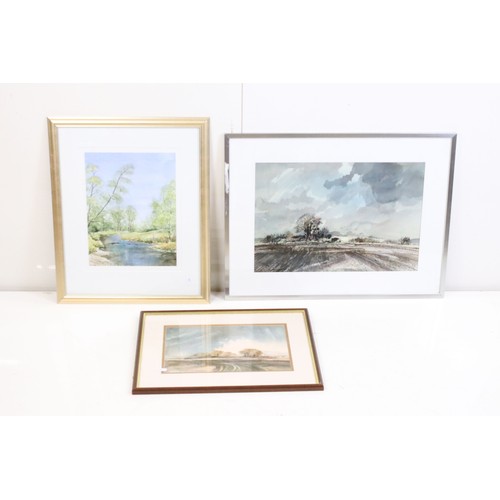 449 - Hugh Cannings (20th century) Landscape Watercolour, 22cm x 33cm, F J Chivers Watercolour of Man fish... 