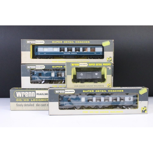 46 - Boxed Wrenn OO gauge W2229 4-6-2 Glasgow City locomotive blue BR plus 4 x boxed Wrenn items of rolli... 