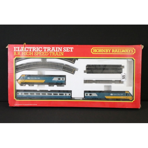 55 - Two boxed Hornby OO gauge electric train sets, both near complete, to include R789 BR High Speed and... 