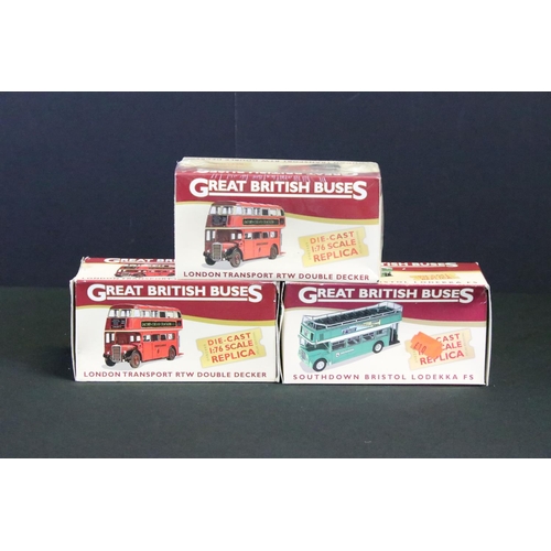 1135 - 14 Boxed Atlas Editions diecast models, to include 3 x Great British Buses and 11 x Classic Sports C... 