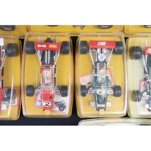 1162 - 13 Cased Polistil / Politoys Formula 1 diecast models to include FX3 Lotus J.P.S., FX4 B.R.M. Marlbo... 