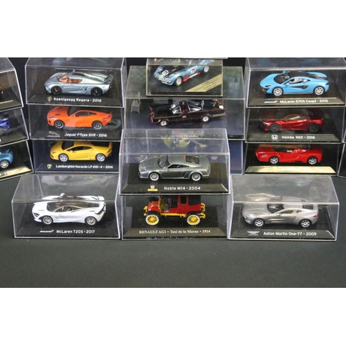 1169 - 23 Cased diecast models, mostly sports / racing cars, featuring 2 x DC Comics Batman models (Batman ... 