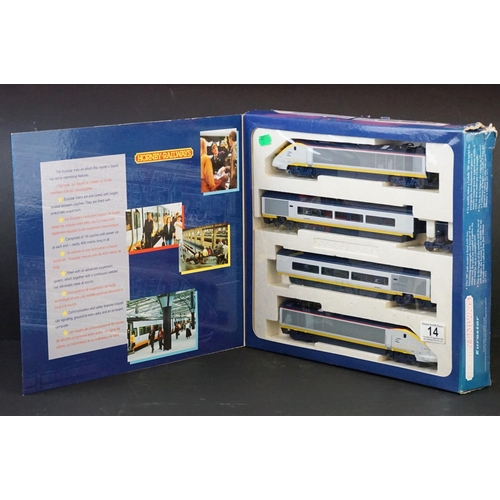 14 - Boxed Hornby OO gauge R665 Eurostar Train Pack, complete with Class 373 Powered Locomotive, Class 37... 