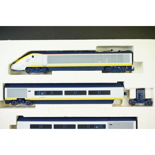 14 - Boxed Hornby OO gauge R665 Eurostar Train Pack, complete with Class 373 Powered Locomotive, Class 37... 