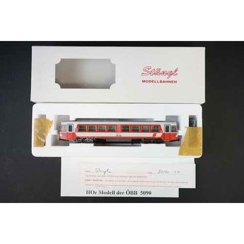 15 - Boxed ltd edn Stangl Modellbahnen HOe railcar set, complete, plus 2 x boxed Stangl HOe OBB  5090 loc... 