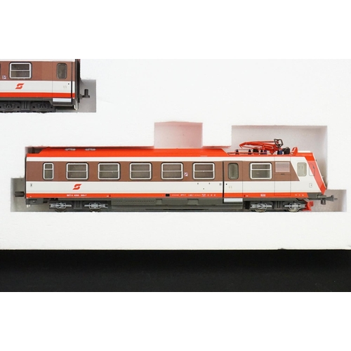 15 - Boxed ltd edn Stangl Modellbahnen HOe railcar set, complete, plus 2 x boxed Stangl HOe OBB  5090 loc... 