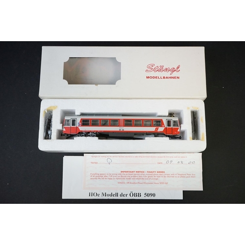 15 - Boxed ltd edn Stangl Modellbahnen HOe railcar set, complete, plus 2 x boxed Stangl HOe OBB  5090 loc... 