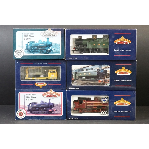 29 - Five boxed Bachmann OO gauge locomotives to include 31901A 57XX 8700 GWR Shirtbutton, 31900A 57XX 77... 