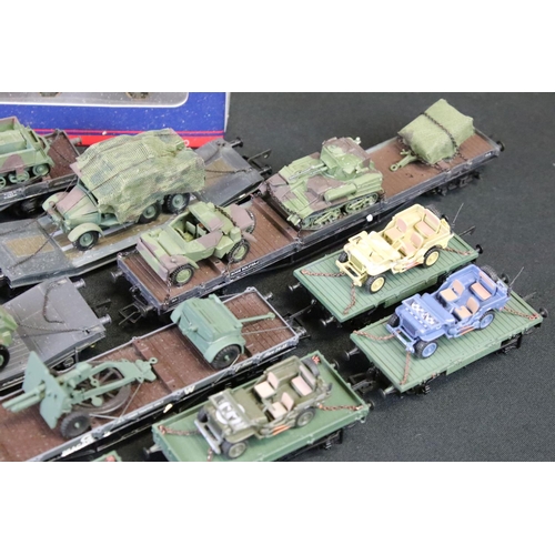 64 - 25 OO gauge items of military rolling stock to include ltd edn Wolf Wagons and Bachmann examples plu... 