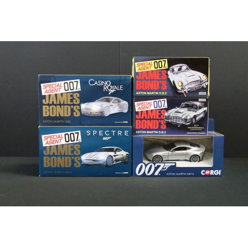 1058 - Five boxed Corgi James Bond diecast models to include CC04206S James Bond's Aston Martin DB5 50th Th... 