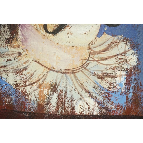 481 - Mid century Large Oil Painting on Canvas of a French Clown with a Red Nose, indistinctly signed to v... 