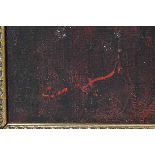 481 - Mid century Large Oil Painting on Canvas of a French Clown with a Red Nose, indistinctly signed to v... 