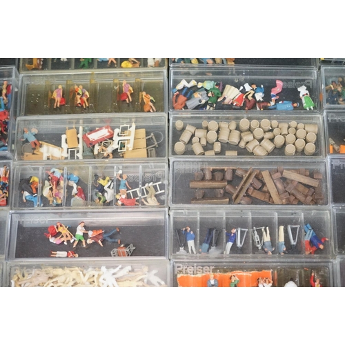 109 - Quantity of cased OO gauge plastic trackside figures and accessory sets featuring Preser examples, c... 