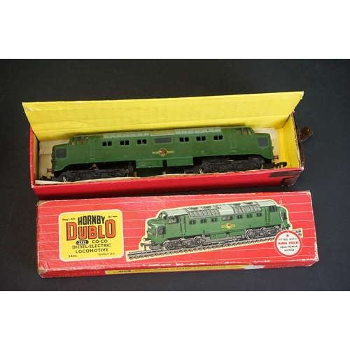 119 - Three Hornby Dublo locomotives to include a boxed 2232 Co Co Diesel Electric loco, 2-8-0 25092 in bl... 