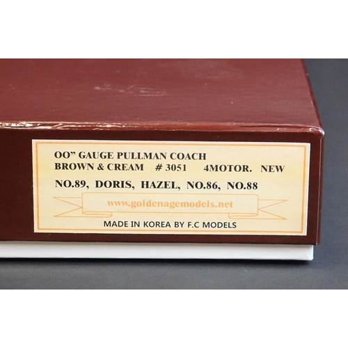 70 - Boxed Golden Age Models OO gauge Five Pullman Coach set in Brown & Cream #3051 4Motor, No 89, Doris,... 